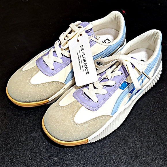 NWT DeFlorance Sneakers Tan Blue EU 42 US 11.5 - Picture 3 of 6